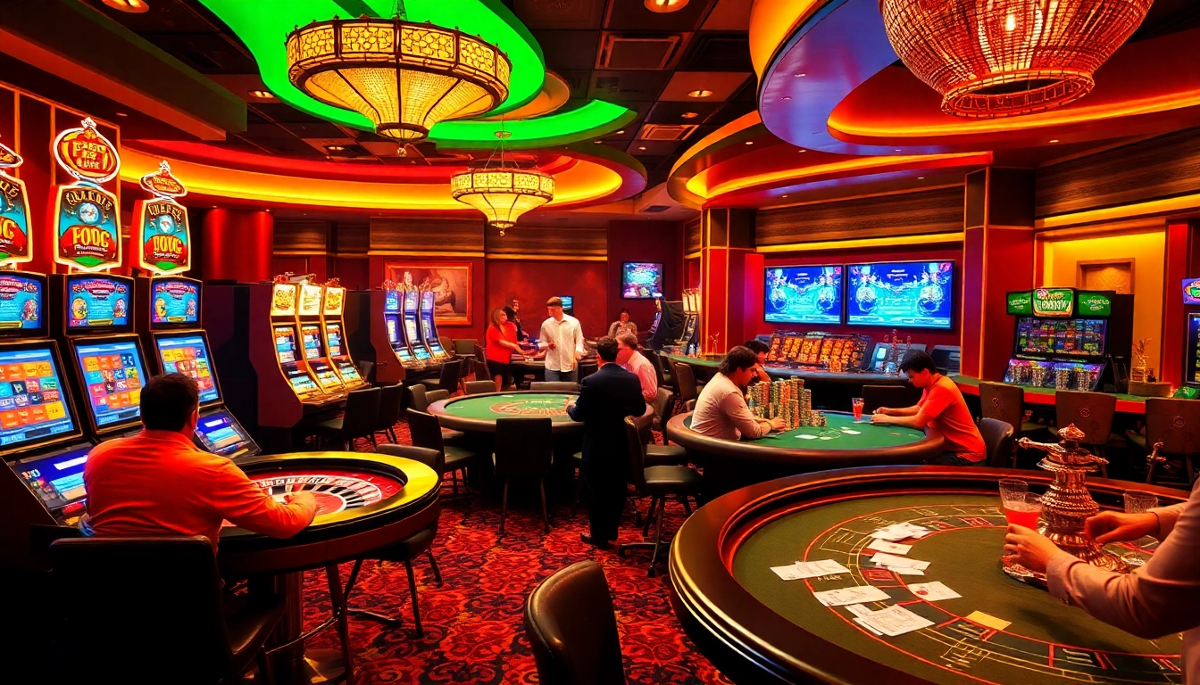 Experience thrilling gameplay at https://new88.cz/, featuring vibrant slot machines and intense poker action in a lively casino.