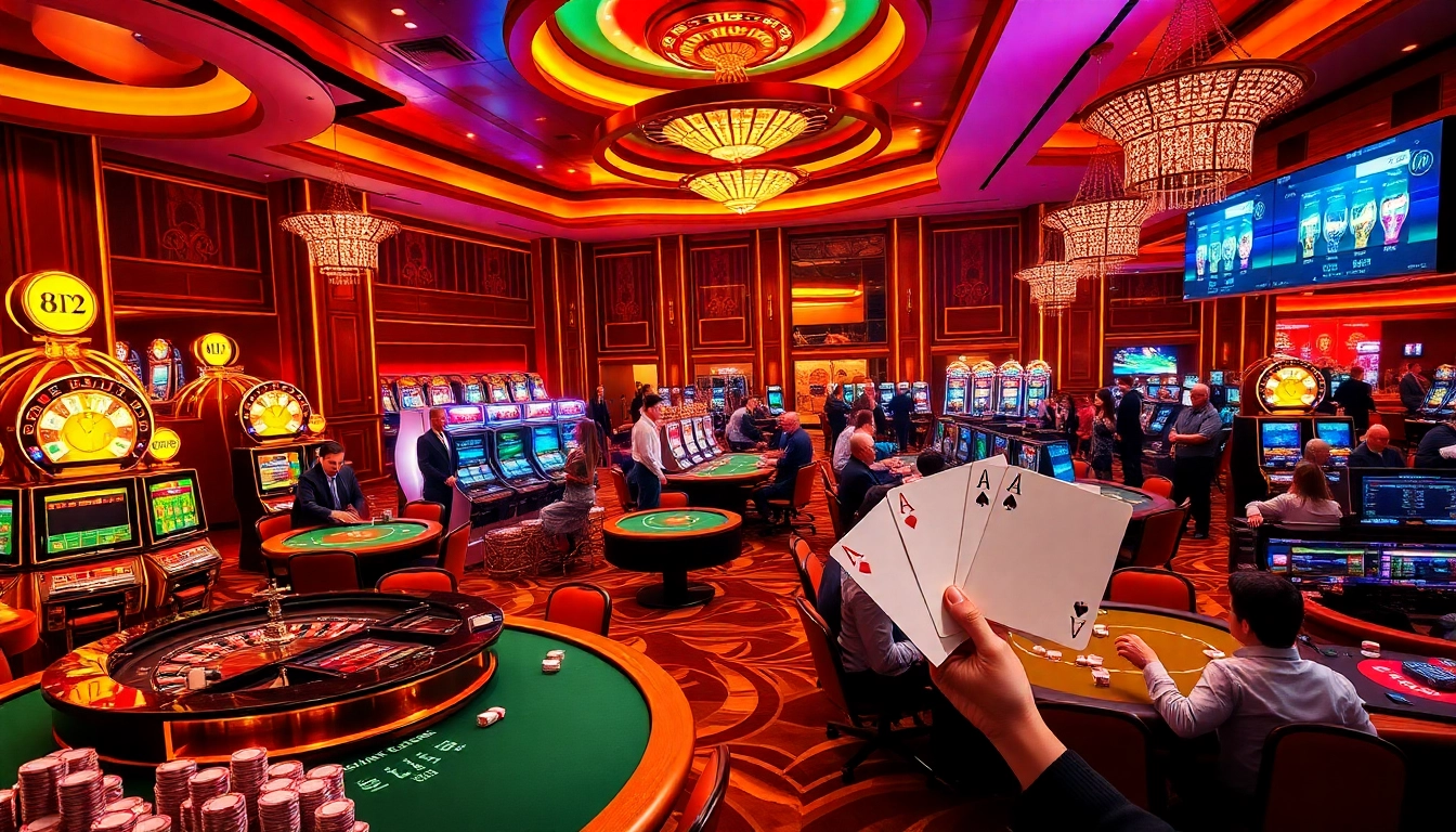 Experience the thrill of gambling at https://enew88.com/ with vibrant casino action, poker games, and flashing slot machines.